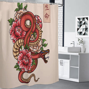 Japanese Snake Tattoo Print Premium Shower Curtain