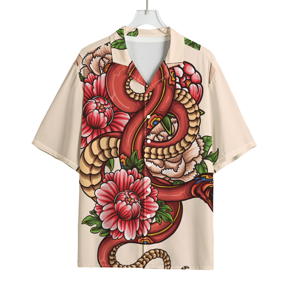 Japanese Snake Tattoo Print Rayon Hawaiian Shirt