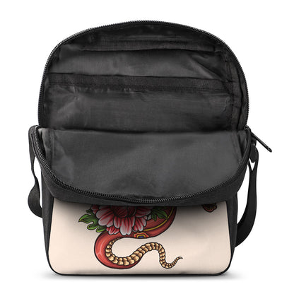 Japanese Snake Tattoo Print Rectangular Crossbody Bag