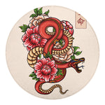 Japanese Snake Tattoo Print Round Blanket