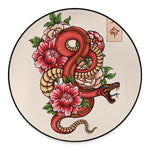 Japanese Snake Tattoo Print Round Floor Mat