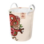 Japanese Snake Tattoo Print Round Laundry Basket
