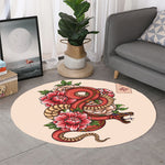 Japanese Snake Tattoo Print Round Rug