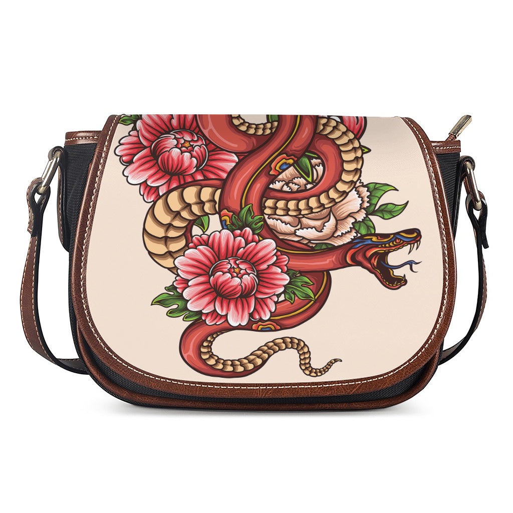 Japanese Snake Tattoo Print Saddle Bag