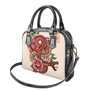 Japanese Snake Tattoo Print Shoulder Handbag