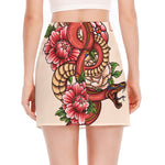 Japanese Snake Tattoo Print Side Slit Mini Skirt