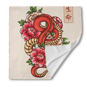 Japanese Snake Tattoo Print Silk Bandana