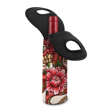 Japanese Snake Tattoo Print Single Neoprene Wine Tote