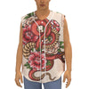 Japanese Snake Tattoo Print Sleeveless Baseball Jersey