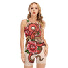 Japanese Snake Tattoo Print Sleeveless One Piece Swimsuit