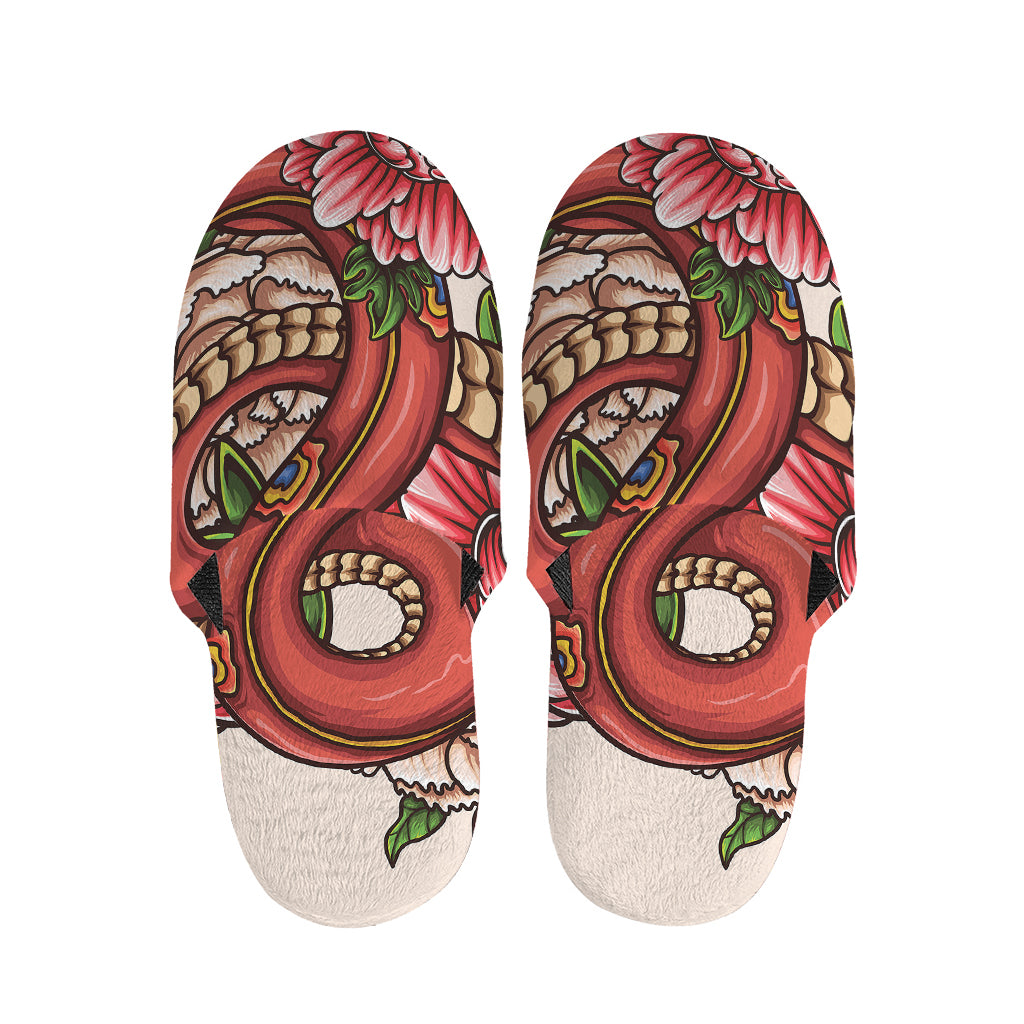 Japanese Snake Tattoo Print Slippers