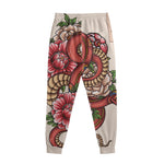Japanese Snake Tattoo Print Sweatpants
