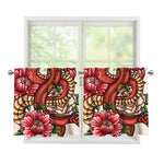 Japanese Snake Tattoo Print Tier Curtains