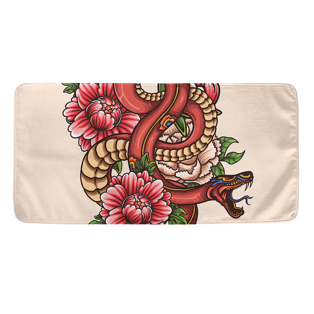 Japanese Snake Tattoo Print Towel