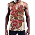 Japanese Snake Tattoo Print Men's Workout Tank Top