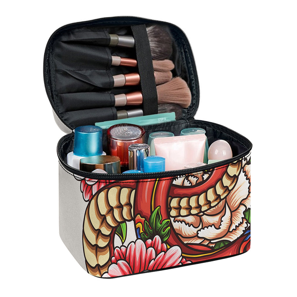 Japanese Snake Tattoo Print Travel Makeup Bag