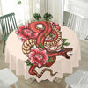 Japanese Snake Tattoo Print Waterproof Round Tablecloth