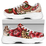 Japanese Snake Tattoo Print White Chunky Shoes