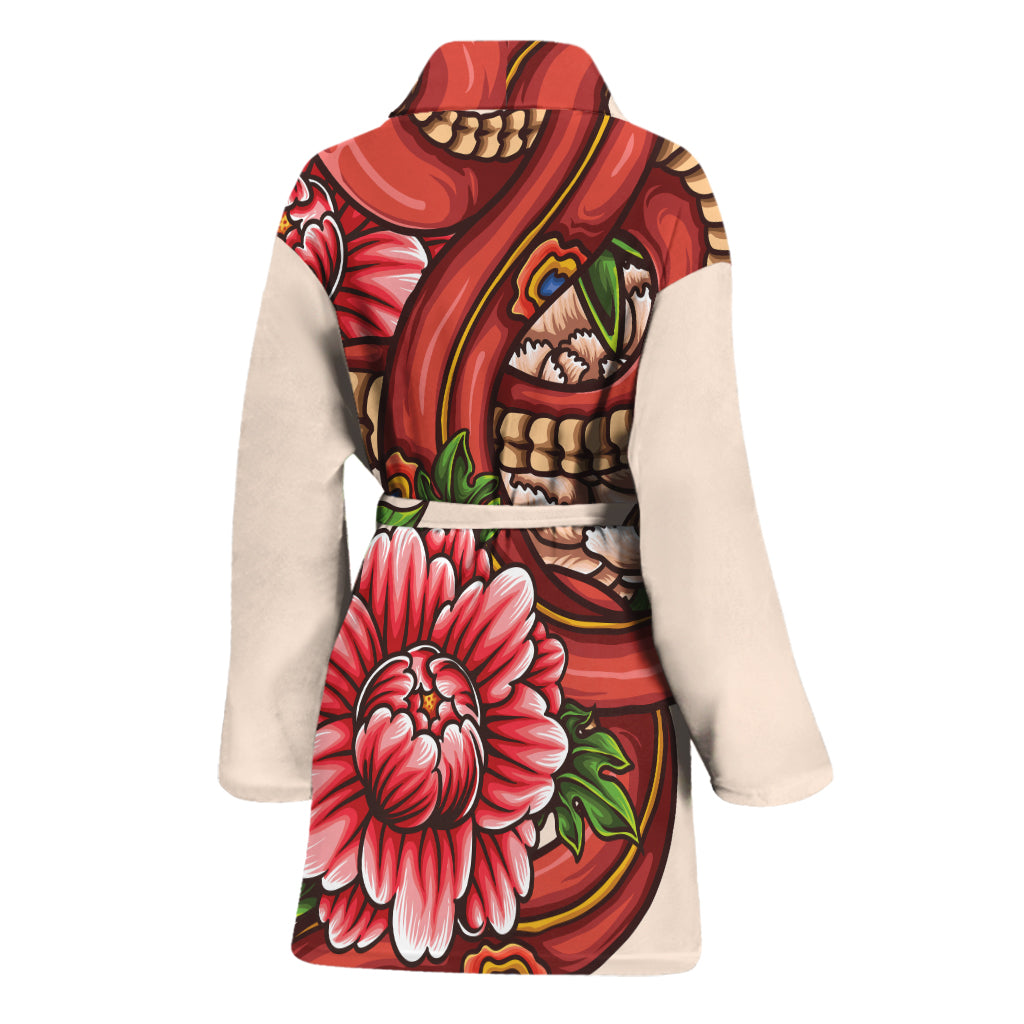 Japanese Snake Tattoo Print Women's Bathrobe