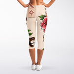 Japanese Snake Tattoo Print Women's Capri Leggings