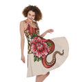 Japanese Snake Tattoo Print Sleeveless Knee Length Dress
