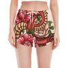 Japanese Snake Tattoo Print Women's Split Running Shorts