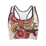 Japanese Snake Tattoo Print Women's Sports Bra