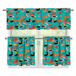 Japanese Sushi And Rolls Pattern Print 3 Piece Kitchen Curtains