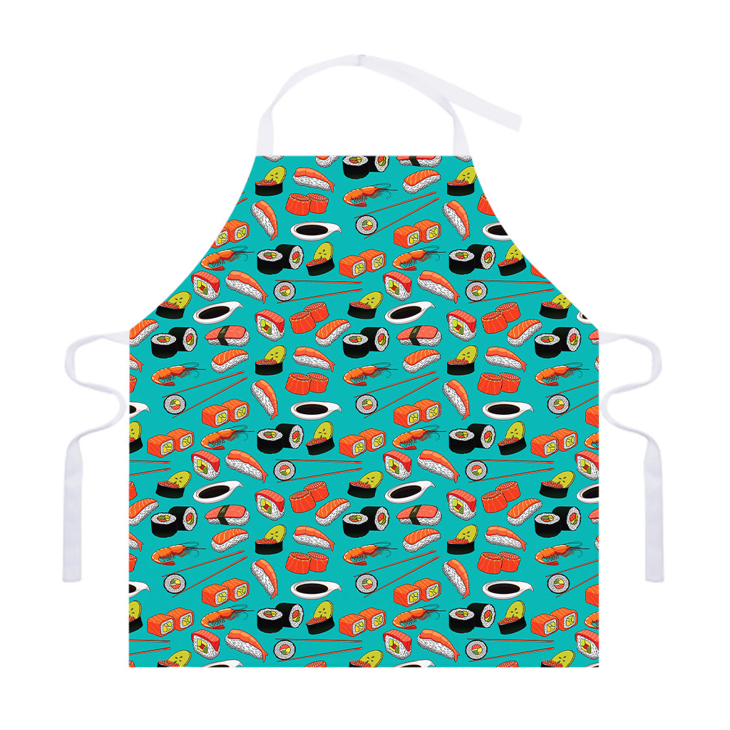 Japanese Sushi And Rolls Pattern Print Adjustable Apron