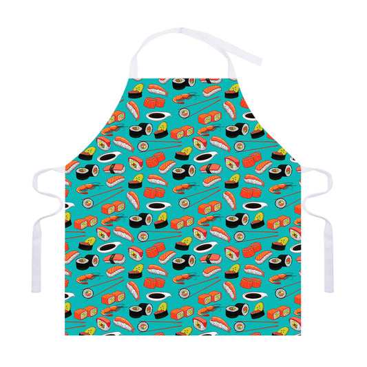 Japanese Sushi And Rolls Pattern Print Adjustable Apron
