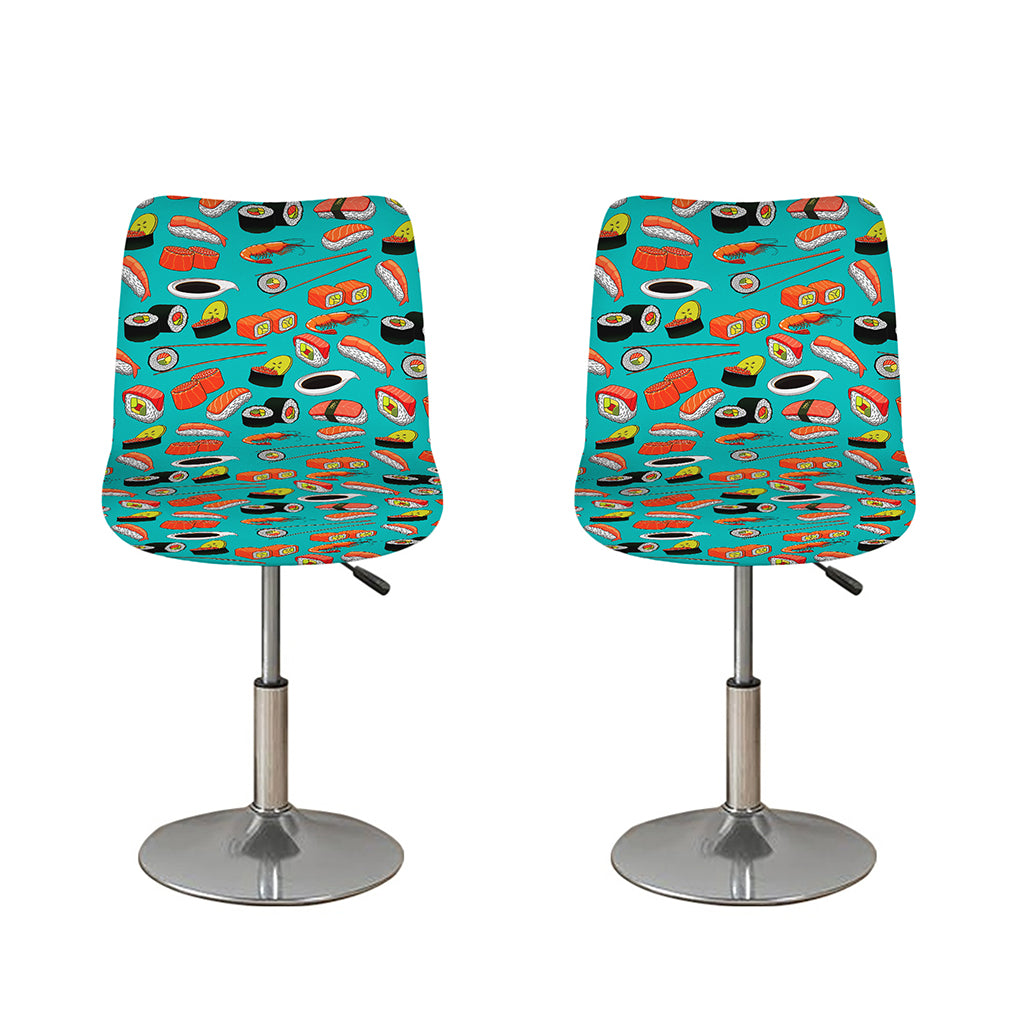 Japanese Sushi And Rolls Pattern Print Bar Stool Covers