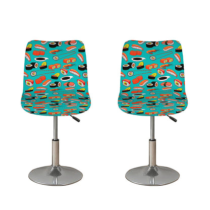 Japanese Sushi And Rolls Pattern Print Bar Stool Covers