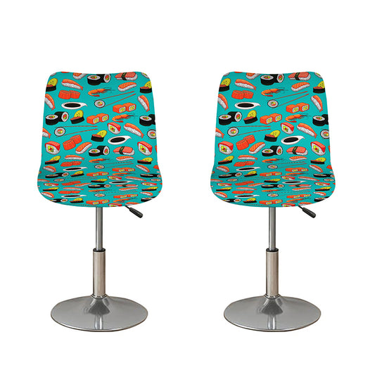 Japanese Sushi And Rolls Pattern Print Bar Stool Covers