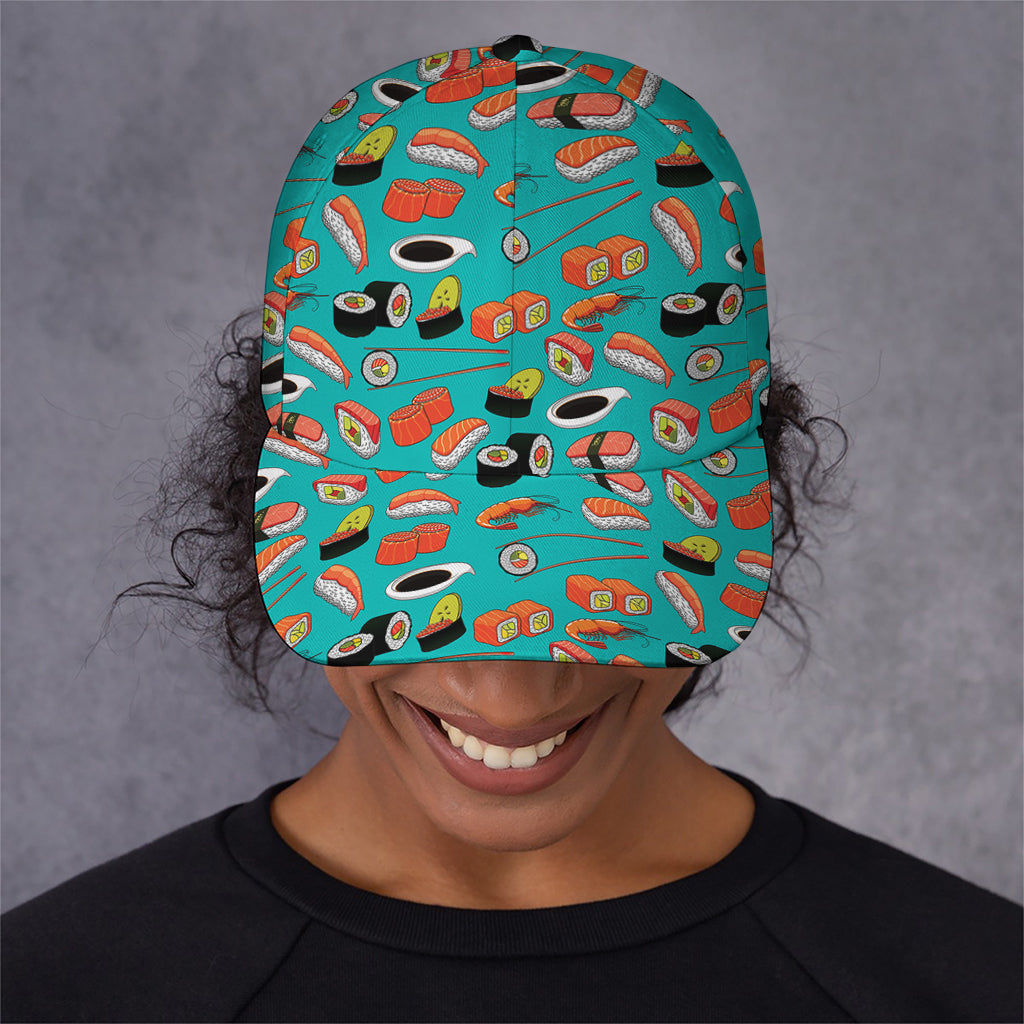 Japanese Sushi And Rolls Pattern Print Baseball Cap
