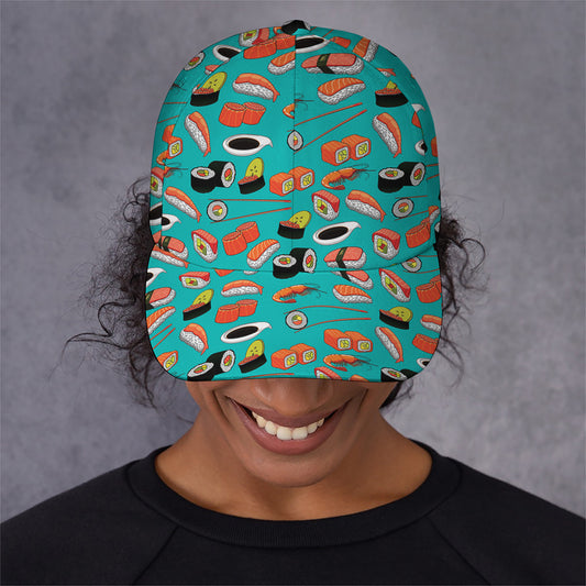 Japanese Sushi And Rolls Pattern Print Baseball Cap
