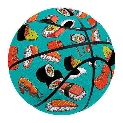 Japanese Sushi And Rolls Pattern Print Basketball