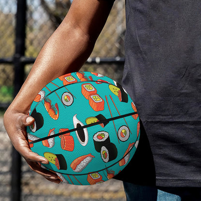Japanese Sushi And Rolls Pattern Print Basketball