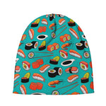 Japanese Sushi And Rolls Pattern Print Beanie