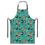 Japanese Sushi And Rolls Pattern Print Bib Apron With Pocket