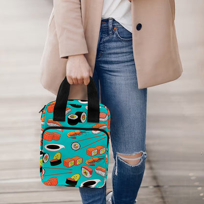 Japanese Sushi And Rolls Pattern Print Bible Tote Bag