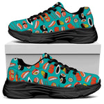 Japanese Sushi And Rolls Pattern Print Black Chunky Shoes