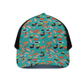 Japanese Sushi And Rolls Pattern Print Black Mesh Trucker Hat