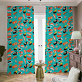 Japanese Sushi And Rolls Pattern Print Dimout Pencil Pleat Curtains