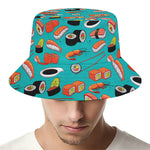 Japanese Sushi And Rolls Pattern Print Bucket Hat