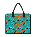 Japanese Sushi And Rolls Pattern Print Canvas Tote Bag