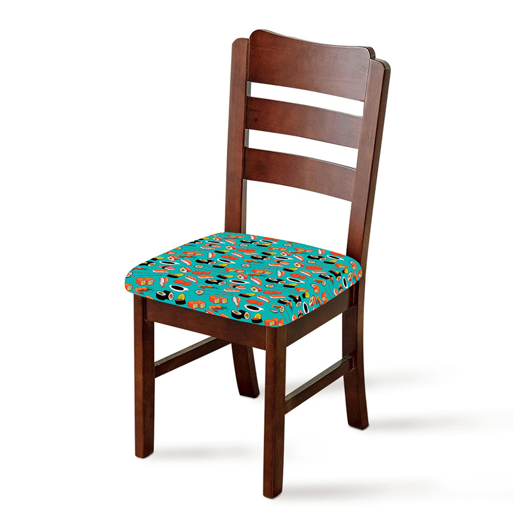 Japanese Sushi And Rolls Pattern Print Chair Cushion Cover