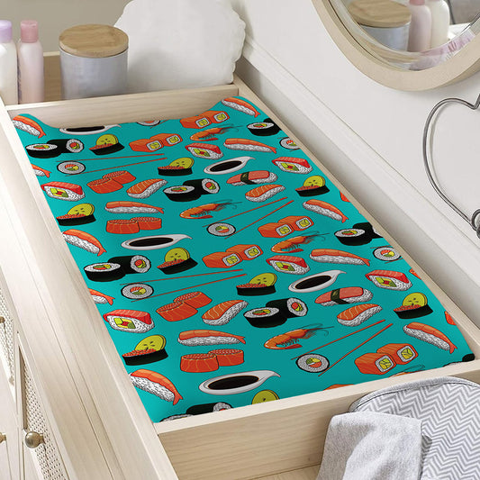 Japanese Sushi And Rolls Pattern Print Changing Pad Cover