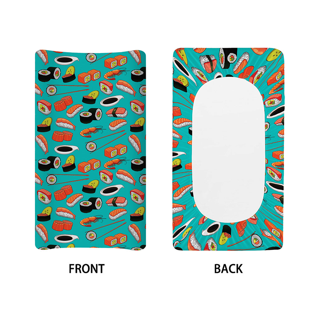 Japanese Sushi And Rolls Pattern Print Changing Pad Cover