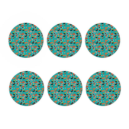 Japanese Sushi And Rolls Pattern Print Coaster Set