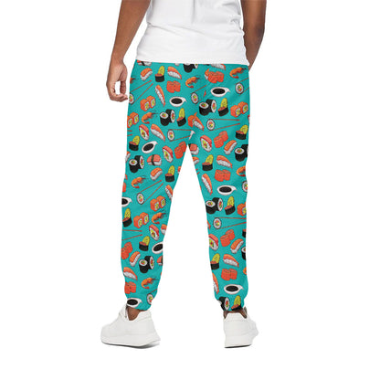 Japanese Sushi And Rolls Pattern Print Cotton Pants